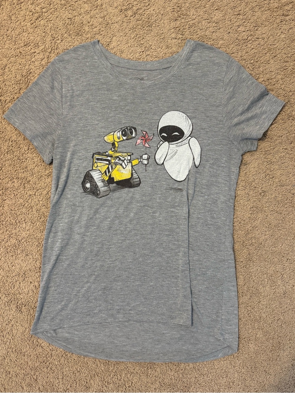 Disney Heather Gray Wall-E Graphic Tee with Subtle Logo
